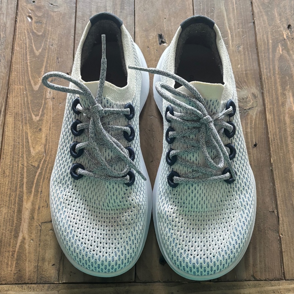 Allbirds Womens White and Blue Sneakers - Size 9.5